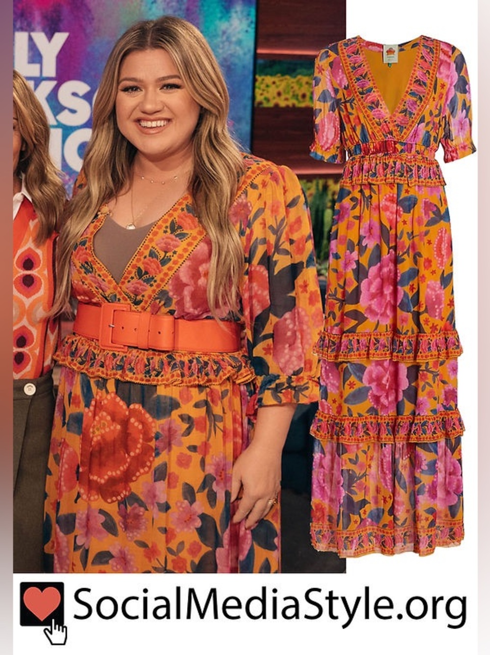 FARM Rio Ruffled Floral Print Georgette Maxi Dress Marigold XL NWOT - Picture 6 of 16